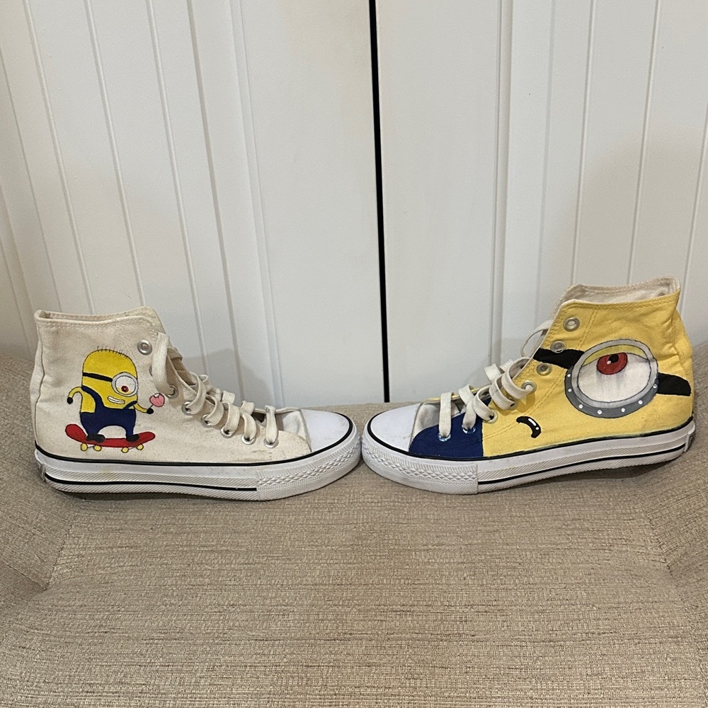 Converse Cream and Yellow High-Top Sneakers